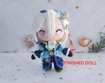 Lalka Neuvilette Amigurumi, ręcznie robiona na szydełku pluszowa zabawka inspirowana Genshin Impact