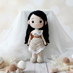 Handmade Crochet Princess Dolls, Ariel, Cinderella, Tiana, Snow White Amigurumi Toy image 11