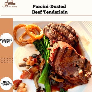 Feinschmecker-Rindfleischstückchen mit Steinpilzkruste, druckbares Rezept, herzhaftes Rinderstückchen mit Steinpilzkruste Digitaler Download, Steinpilzrindfleisch-Kochführer
