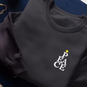 Peace Christmas Embroidered Sweatshirt, Minimalist Holiday Crewneck