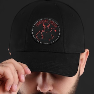 Demon Time Dad Hat, Halloween Devil Hat, Demon Leather Patch, Gothic Streetwear Cap