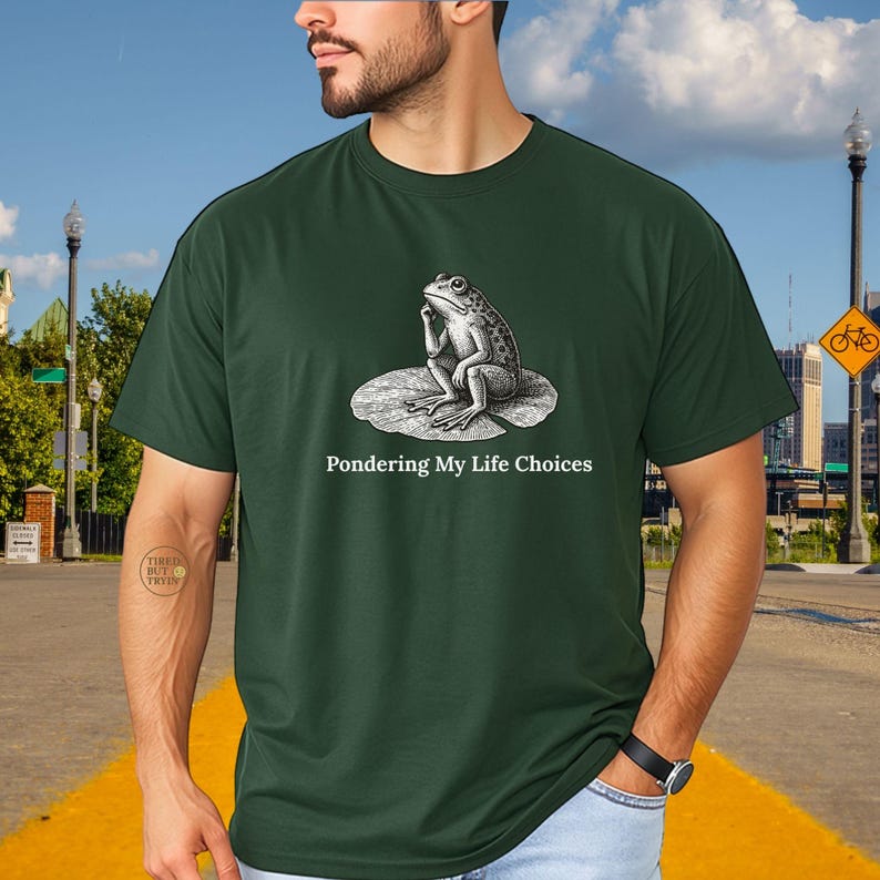 Funny Frog Shirt, Pondering Frog, Unhinged Shirts, Meme Shirt, Gag Gift ...