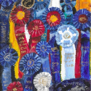 Custom Ribbon Collection Painting | Horse Show Prize Art