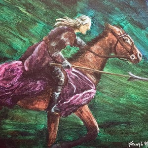 Into The Fray | Knight on Horseback Acrylic Painting on Canvas | Original Equestrian Art