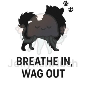 Inspira, scodinzola – Stampa murale minimalista con un Pomerania / Citazione calmante per gli amanti degli animali