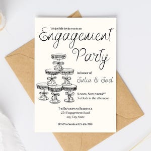Champagne Tower Engagement Party Invitation: Editable 5x7 Template (Digital Download