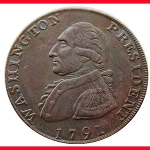 Rare 1791 USA United States Washington President Baker 15 Large Eagle One Cent Coin - Explore Now!