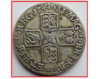 RARE Antique European England UK 1711 Shilling Anne British Silver Color Coin - Explore Now!