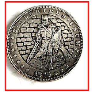 Rare 1879 USA United States Knight Pluribus Unum One Dollar Silver Color Coin - Explore Now!