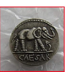 Rare Antique Ancient Roman Silver Denarius of Julius Caesar Cool Silver Color Coin - Explore Now!