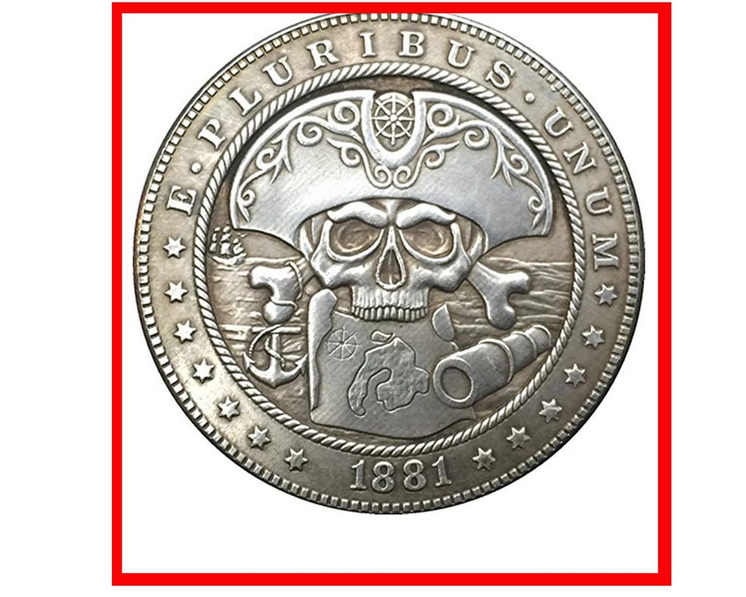 Rare 1881 USA United States Pirate Skull Pluribus Unum One Dollar