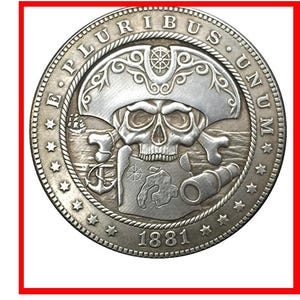 Rare 1881 USA United States Pirate Skull Pluribus Unum One Dollar Silver Color Coin - Explore Now!