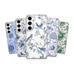 French Toile-telefoonhoesje: hoes met bloeiende bloemen, elegante TPU-gel voor iPhone. Samsung, Pixel