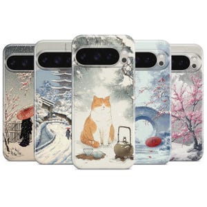 Funda japonesa Snowy para Google Pixel 10, 9A, 8A, 7A, 6A, Samsung Galaxy S25, S24, S23, S22, A16, iPhone 17 Air, 16, 15, 14, 13