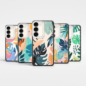 Tropical Aesthetic Art Phone Nature Plant Pattern cover for iPhone 16 Pro Max 15, 14 Plus, 13 mini Samsung S25 Ultra, S24Fe, S23Fe A56
