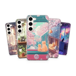 Japanese Cat Phone Case: Sakura Landscape, Tokyo Art For iPhone, Samsung, Pixel