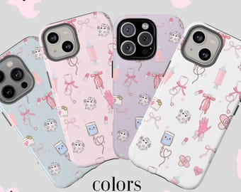 Pastel Pink Medical Icon Phone Case: Nurse Healthcare Gift