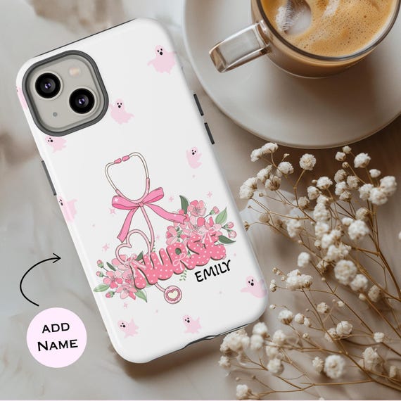 Personalized Floral Stethoscope Nurse Phone Case: Impact Resistant, Wireless Charging