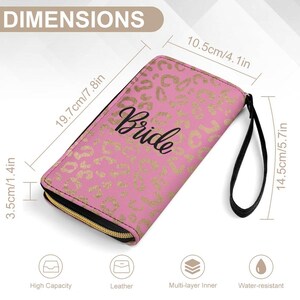 Cartera de cuero para novia con correa para la muñeca (2 imágenes en 2 lados)