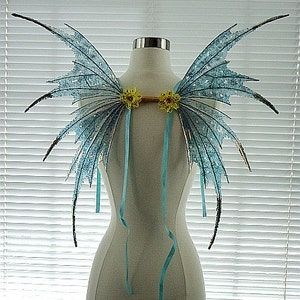 Fairy Wings-Iridescent Turquoise Adult size 32 x 28 made to order in the color you request image 2