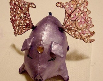 When Pigs Fly-Fairy Pig Art Doll-Winnie (Made to order by request)
