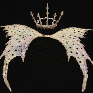 Fairy Wings-Silver Wings & Crown-OOAK Doll and Bear sizes (Made To Order by Request)
