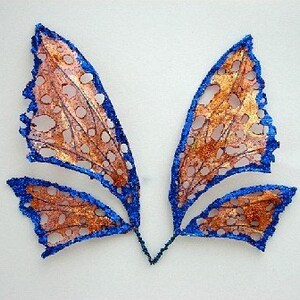 Fairy Wings-OOAK- BRONZE and BLUE-Sized for Dolls and Bears (Made to Order)