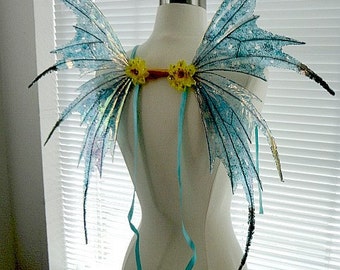 Fairy Wings-Iridescent Turquoise Adult size  32" x 28" (made to order in the color you request)