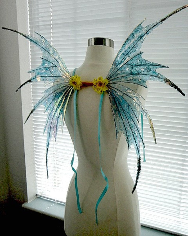 Fairy Wings-Iridescent Turquoise Adult size 32 x 28 made to order in the color you request image 1