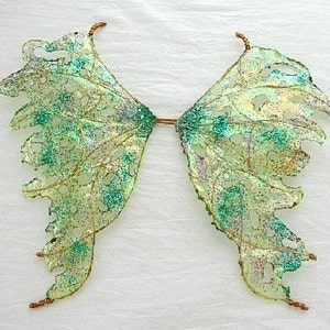 Ooak Fairy Wings-Iridescent-Green Day - For Dolls, Bears (Made by Request)