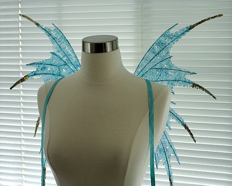 Fairy Wings-Iridescent Turquoise Adult size 32 x 28 made to order in the color you request image 3