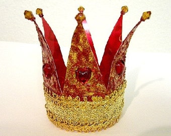 Red Queen Crown and Cake Toppers-(Made by Request) OOAK