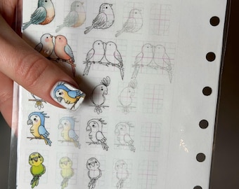Birds Sticker Page for Nail Art • Printable Parrot & Sparrow Designs • Digital Download (PDF)