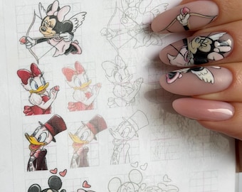 Sticker Book for Nail Art – Love Collection | Digital Download PDF | Valentine Nail Design Stickers