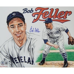 Bob Feller Autographed 8x10 Cleveland Indians Photo
