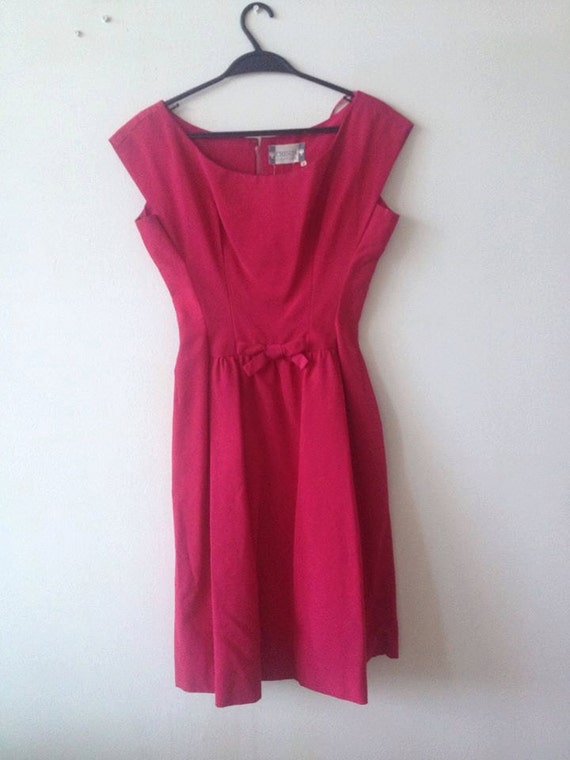 50s party dress / Red Magenta / 1950s / Small - image 3
