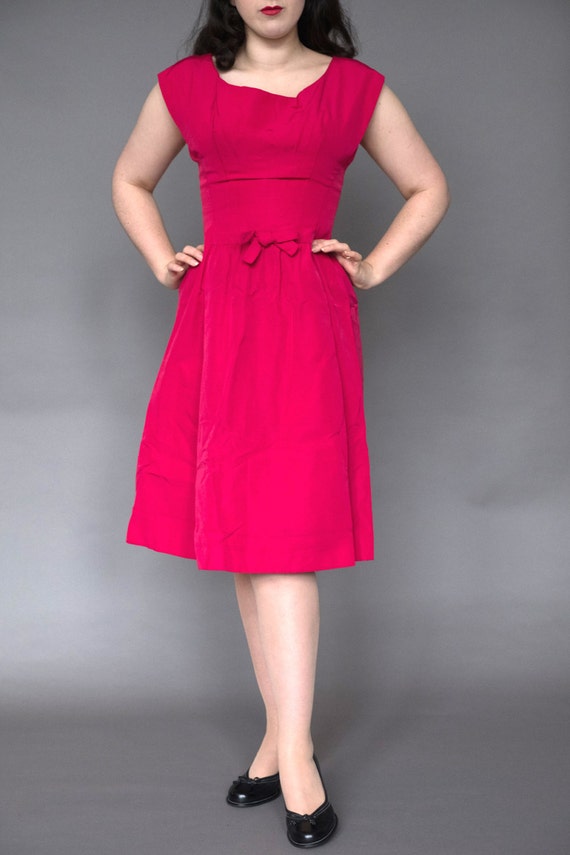 50s party dress / Red Magenta / 1950s / Small - image 2