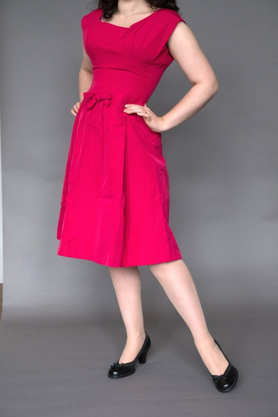 50s party dress / Red Magenta / 1950s / Small - image 1