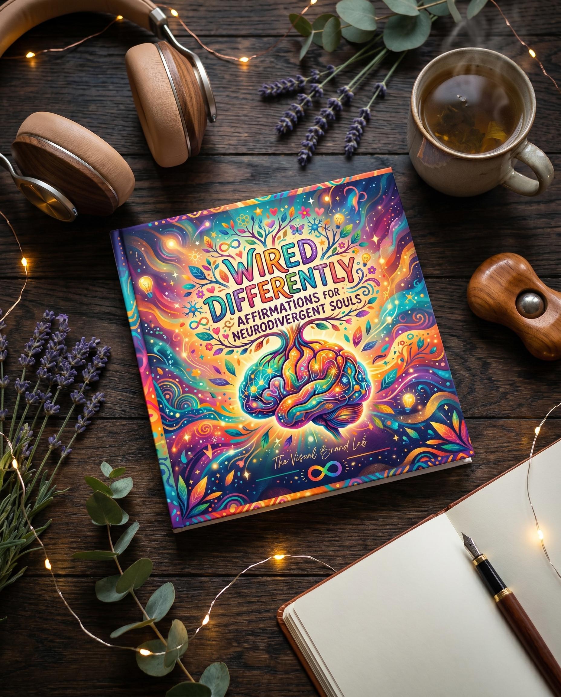 Wired Differently Affirmation Book for Neurodivergent Adults ADHD Autism Mental Health 8x8" Hardcover