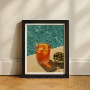 Plakat Aperol Spritz Pool, Plakat Retro Summer Bar Cart Art, Plakat Vintage Cocktail, Estetyczny wystrój pokoju, Modna sztuka ścienna