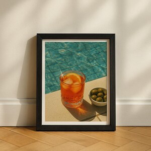 Plakat Aperol Spritz Pool, Plakat Retro Summer Bar Cart Art, Plakat Vintage Cocktail, Estetyczny wystrój pokoju, Modna sztuka ścienna