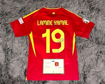 Camisa oficial da Espanha para a final da temporada 23/24, assinada por Lamine Yamal - Certificado de Autenticidade - 2024