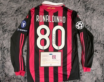 Ronaldinho Gaúcho ASSINADO AC Milan 09/10 Home Jersey/Shirt - COA - 2010 Retro