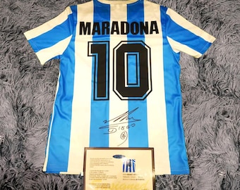Diego Maradona SIGNED Argentinië 1986 thuisshirt/shirt - COA - retro
