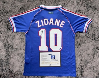 Camisa oficial da França da temporada 97/98 assinada por Zinedine Zidane - Certificado de Autenticidade - Retrô de 1998