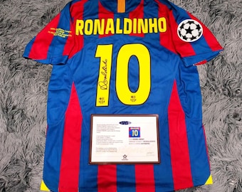 Ronaldinho Gaúcho SIGNED Barcelona 04/05 Home UCL Jersey/Shirt - COA - 2005 Retro