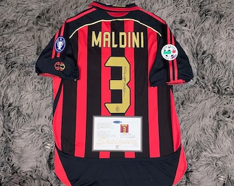Paolo Maldini ASSINADO AC Milan Jersey 06/07 Home Shirt Jersey - COA Retro 2006