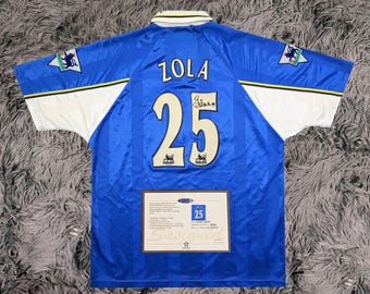 Gianfranco Zola ASSINADO Chelsea Home 97/98 Home Jersey/Shirt - COA - 1997 Retro