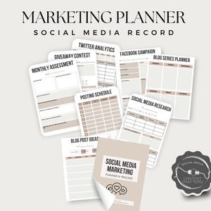 Social Media Marketing Planner Printable PDF Business Tracker Daily Content Strategy Organizer Instant Download