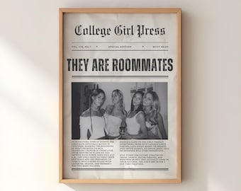 Personalized College Newspaper Printable: Dorm Wall Art (Digital Download)